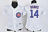 Women Chicago Cubs #14 Ernie Banks White Pinstripe New Cool Base Stitched Jersey,baseball caps,new era cap wholesale,wholesale hats